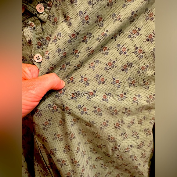 CODE Tessuto Italiano Made in Turkey Men’s Shirt Size M Green little flowers - Picture 5 of 6